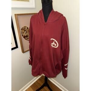 Walt Disney World Embroidered Red Spell Out Zip Up Hoodie Jacket XXL Hooded